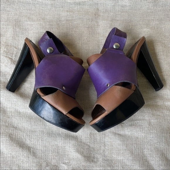 Marni Platform Purple & Taupe  Perp Toe sandal heels sienna Size 35 - Picture 13 of 13